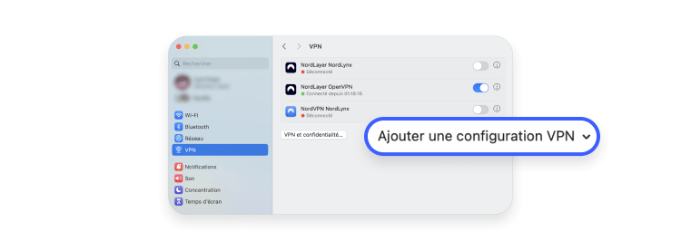 Configuration manuelle d&#39;un VPN sur Mac : ajouter une configuration VPN