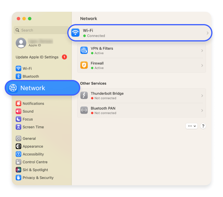 find network security key on macos: step 2 - click wifi