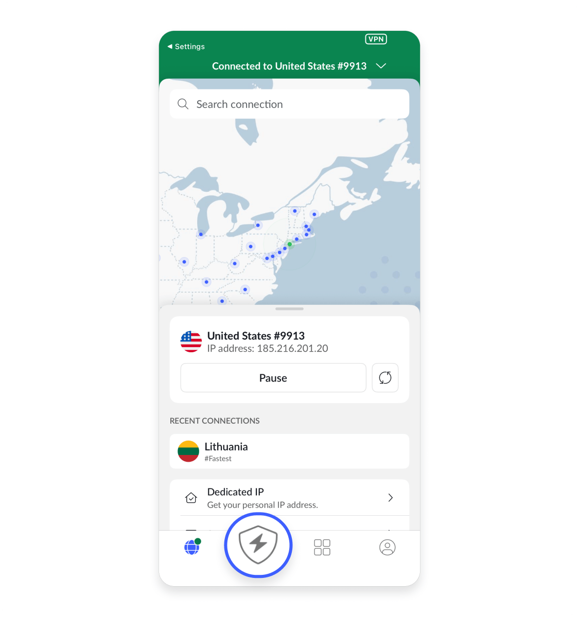 How to turn on NordVPN’s Threat Protection on an iPhone: Step 1.