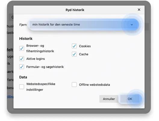 slet browserhistorik firefox: trin 4
