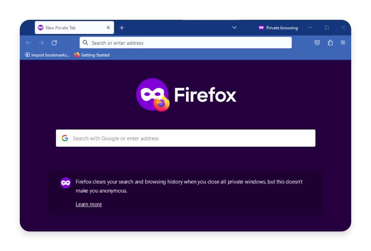 go incognito in firefox: step 3 - start browsing