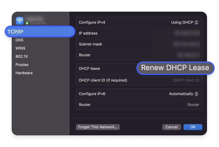 mac renew dhcp lease