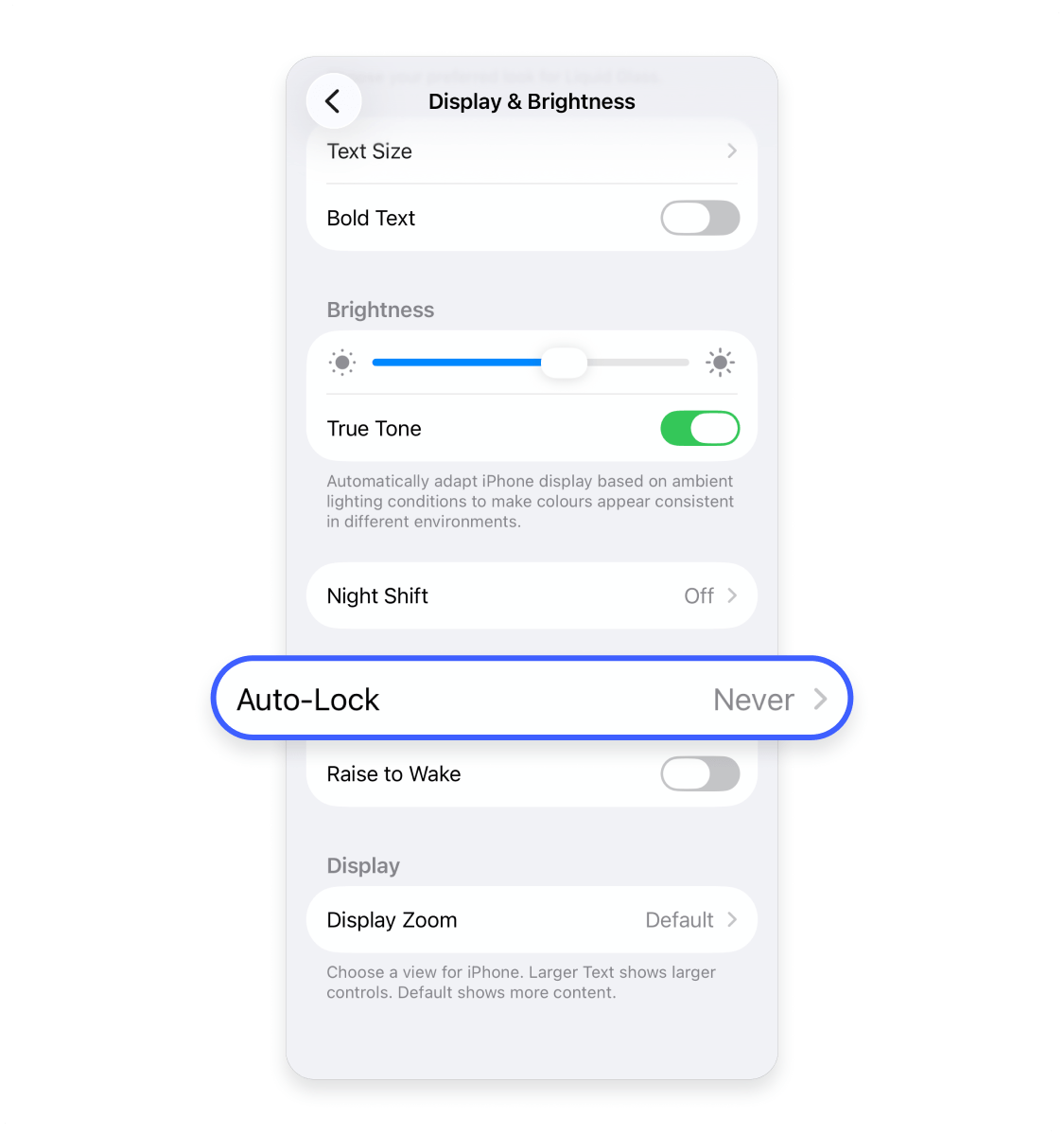 How to set a short auto-lock time on an iPhone: Step 2.