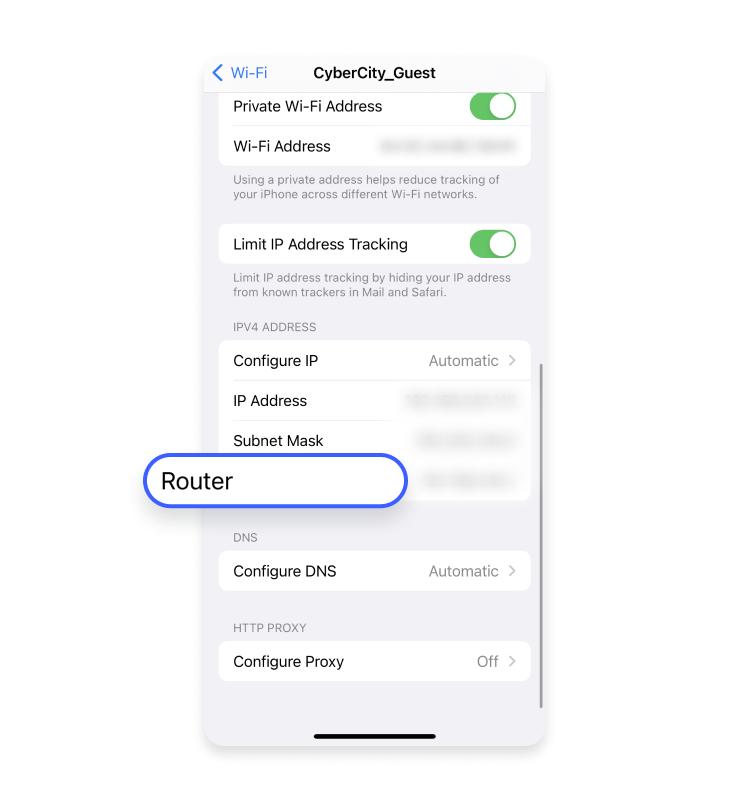 router ip iphone router