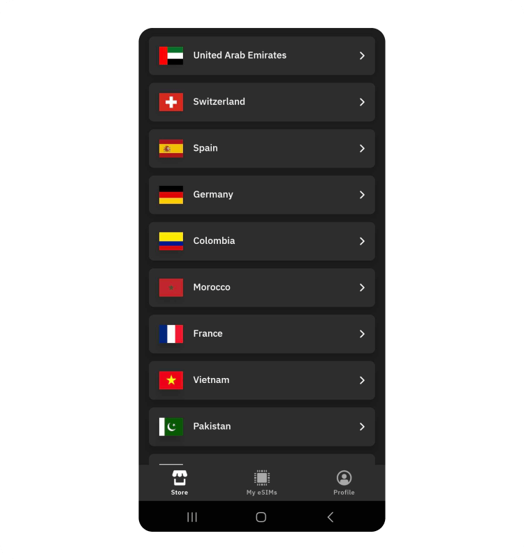 Saily vs. Airalo: User experience - Airalo interface