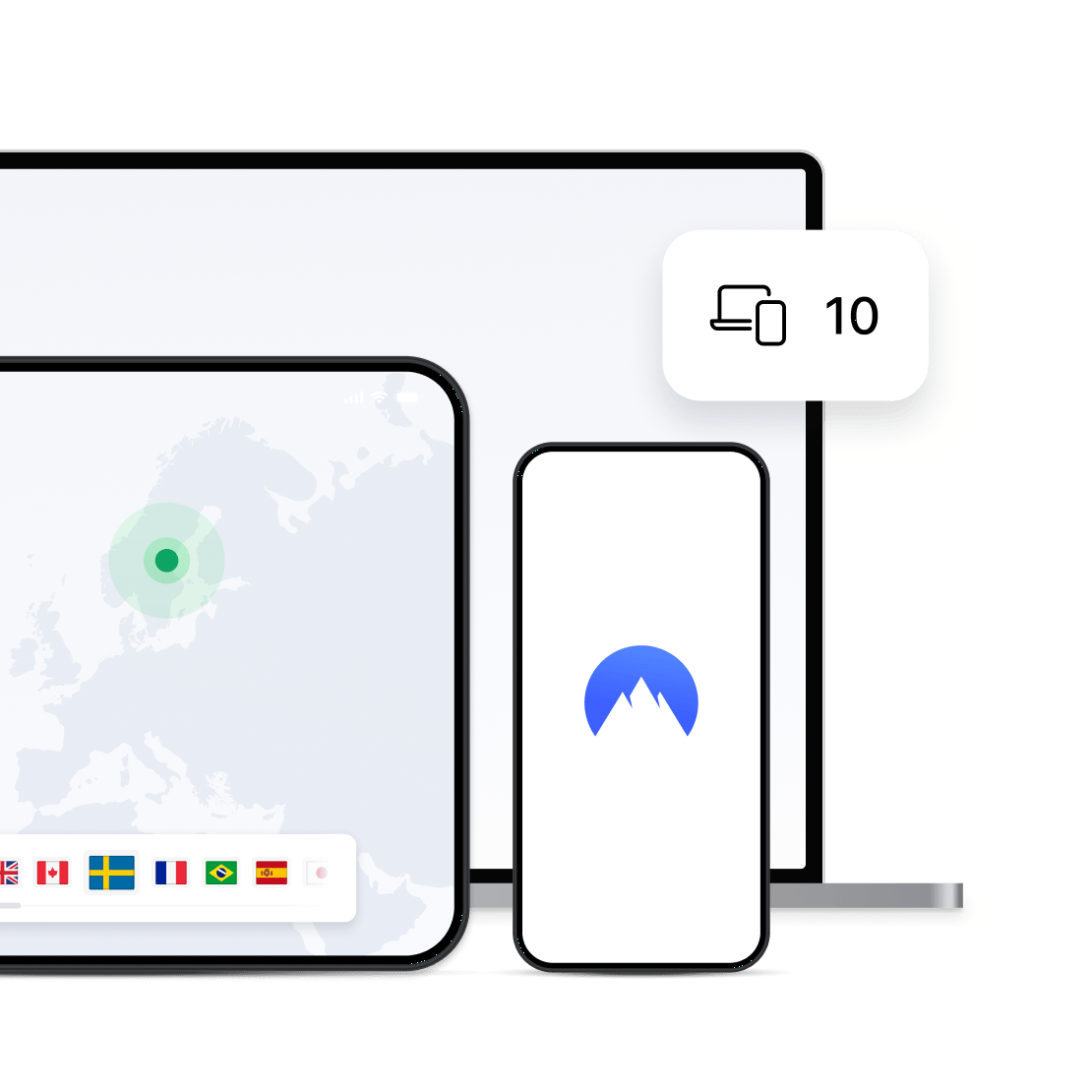 NordVPN-appen på olika enheter.