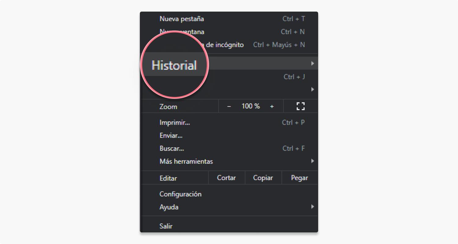 borrar el historial de Google: paso 1