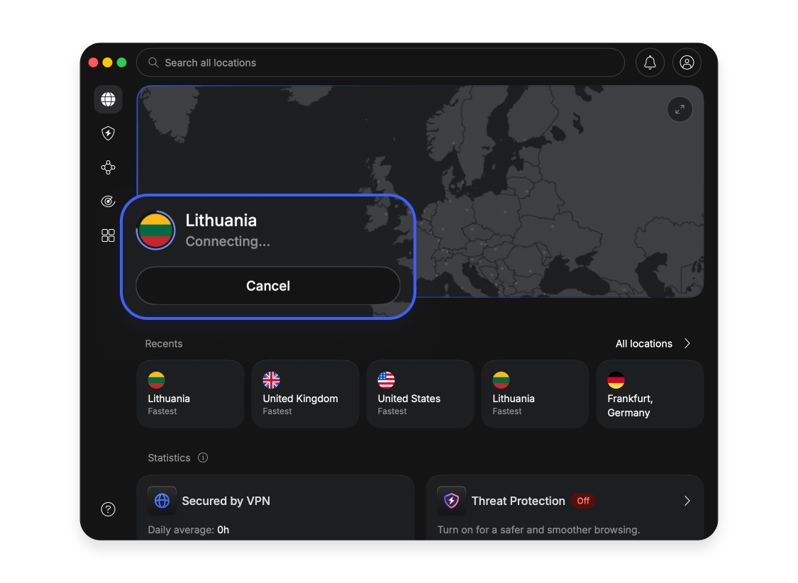 Change VPN location macOS 4