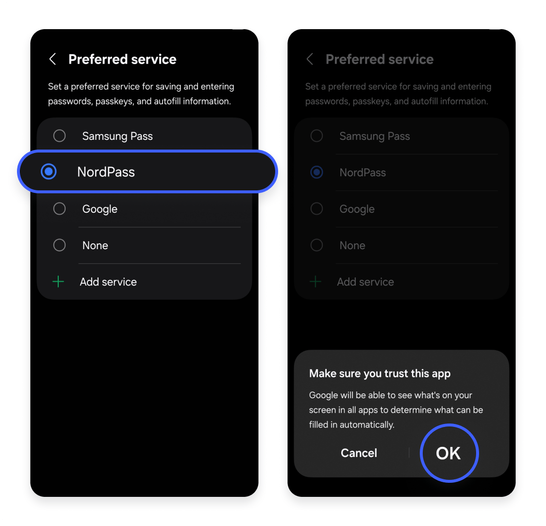 Set up password manager as default autofill option: Step 1