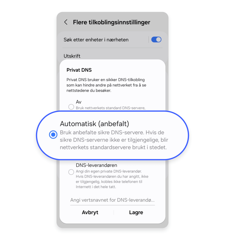 Automatisk privat DNS