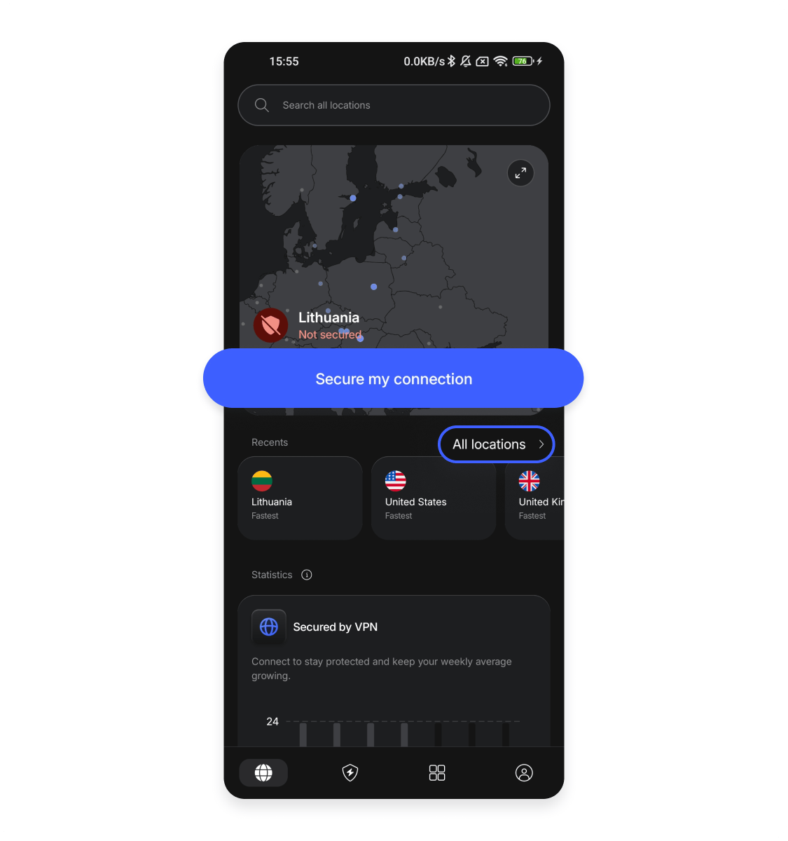 Change VPN location Android 2