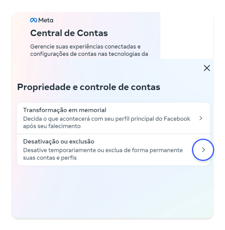 excluir facebook temporariamente: passo nº8 - clique desativação ou exclusão