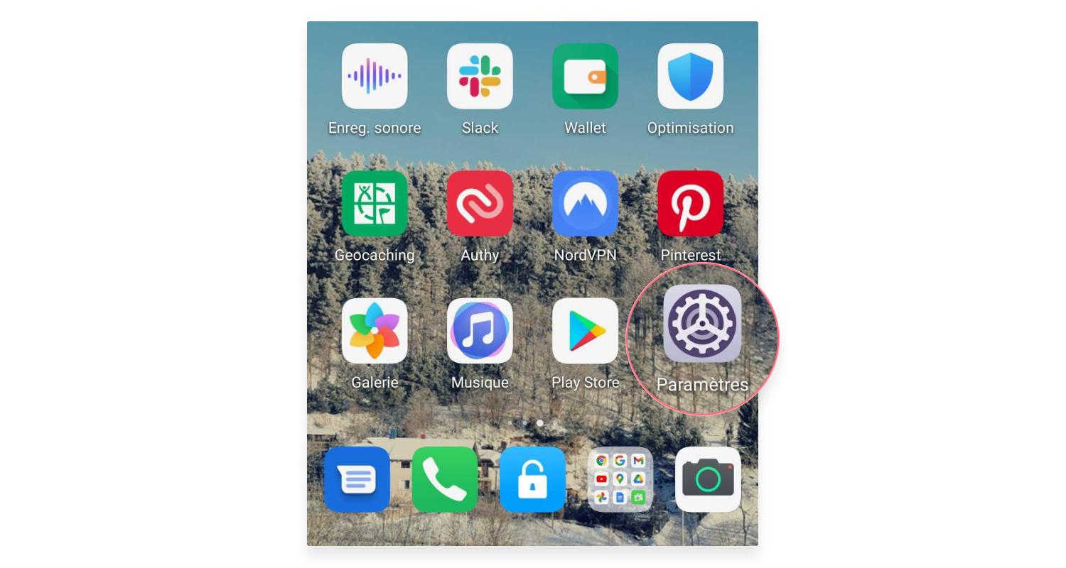 Paramètres sur Android