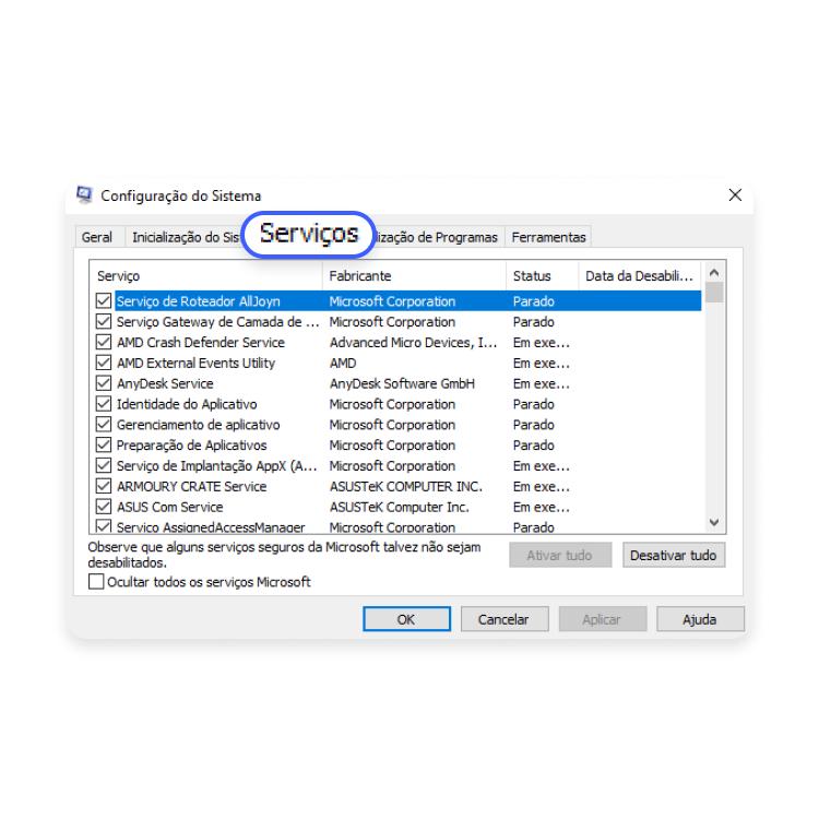 desabilitar o svchost.exe: passo nº2