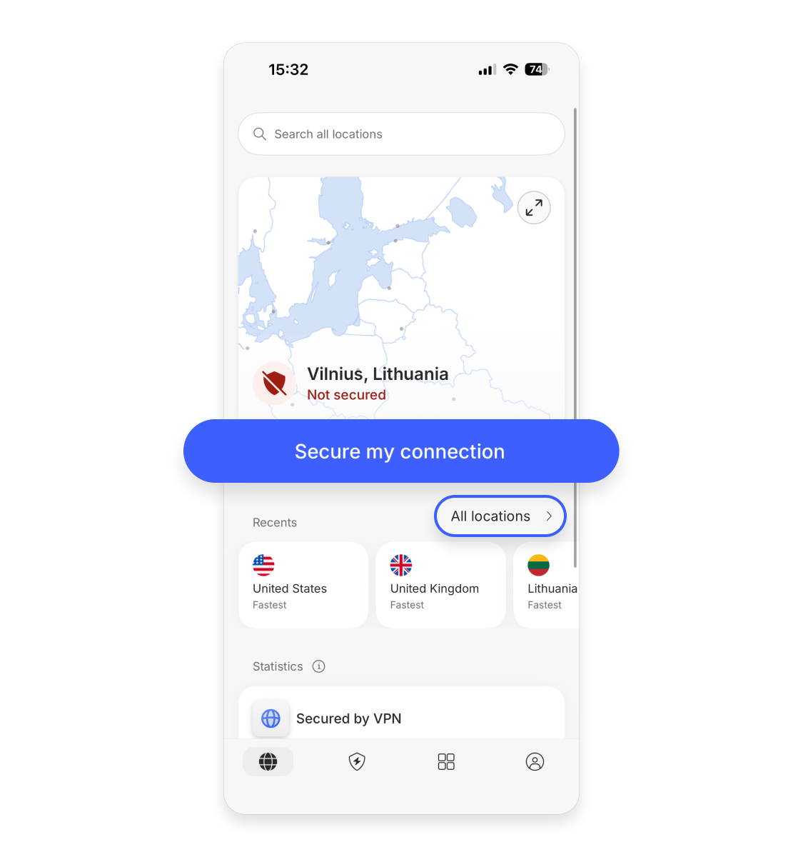 Change VPN location iPhone 2