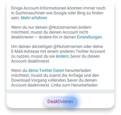 twitter account löschen (app): schritt 4