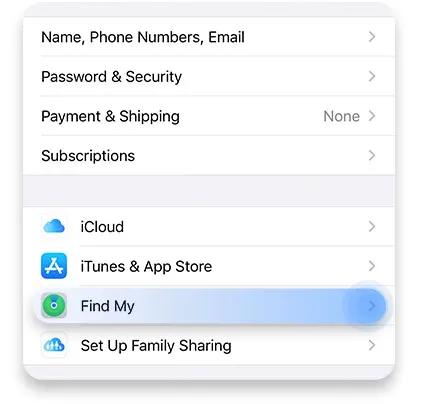 Tap on Find My
