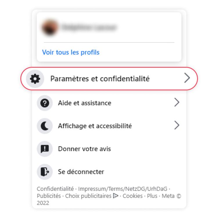 Paramètres du compte Facebook
