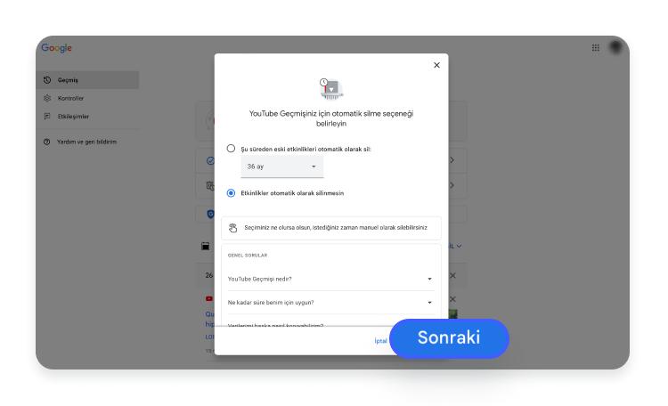 YouTube geçmişi otomatik silinebilir: aşama 3