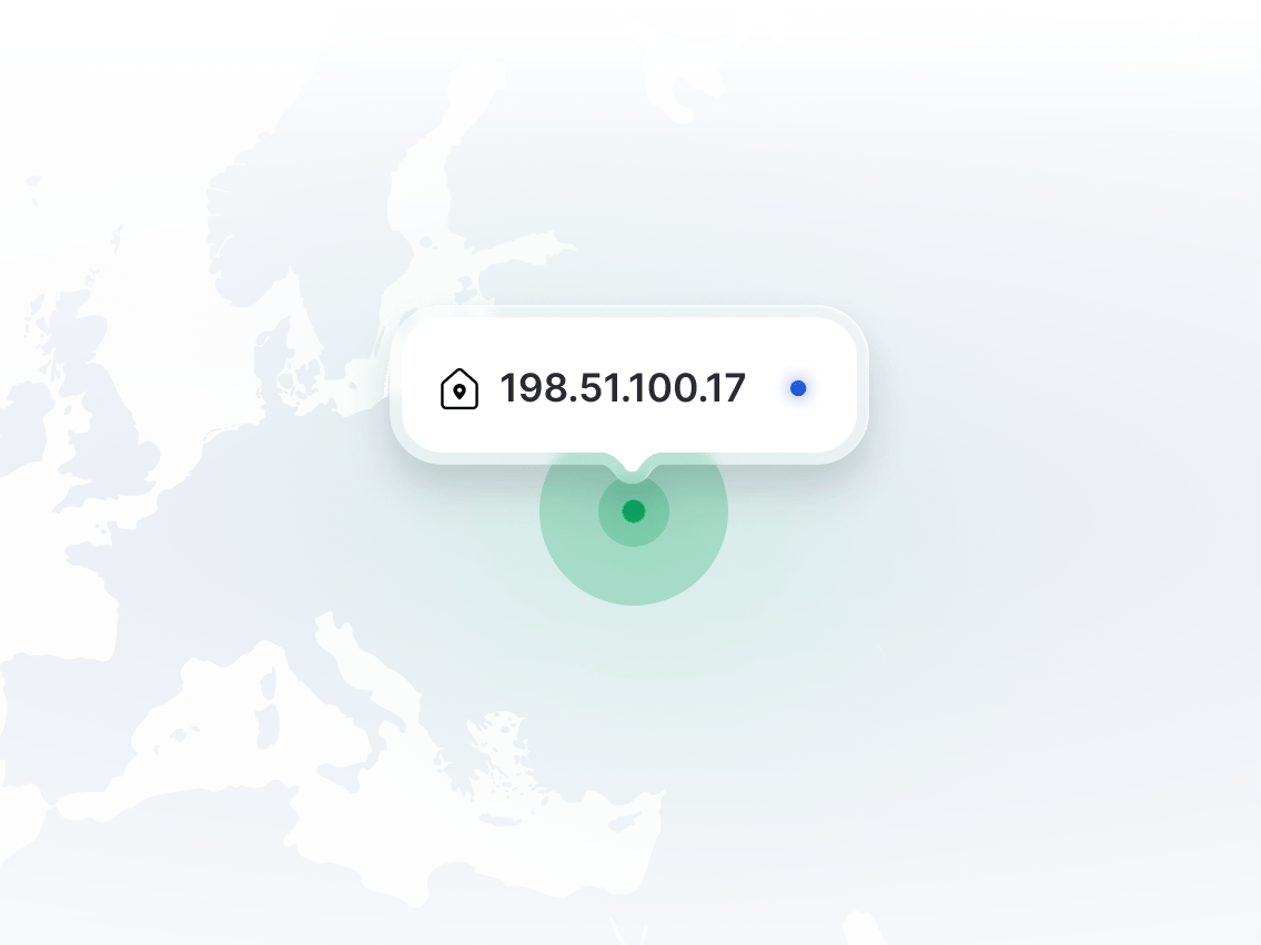 Мапа, на якій показано розташування виділеної IP-адреси.