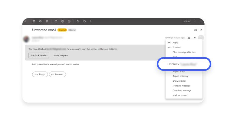 how to unblock sender in gmail