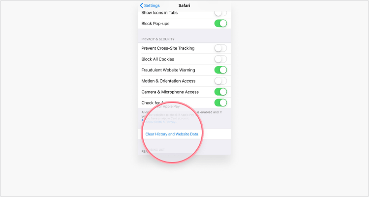 Delete cookies in Safari iOS