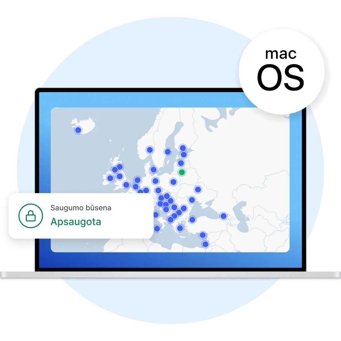 „NordVPN“ klientas veikia „macOS“ įrenginyje užšifruodamas naudotojo ryšį.