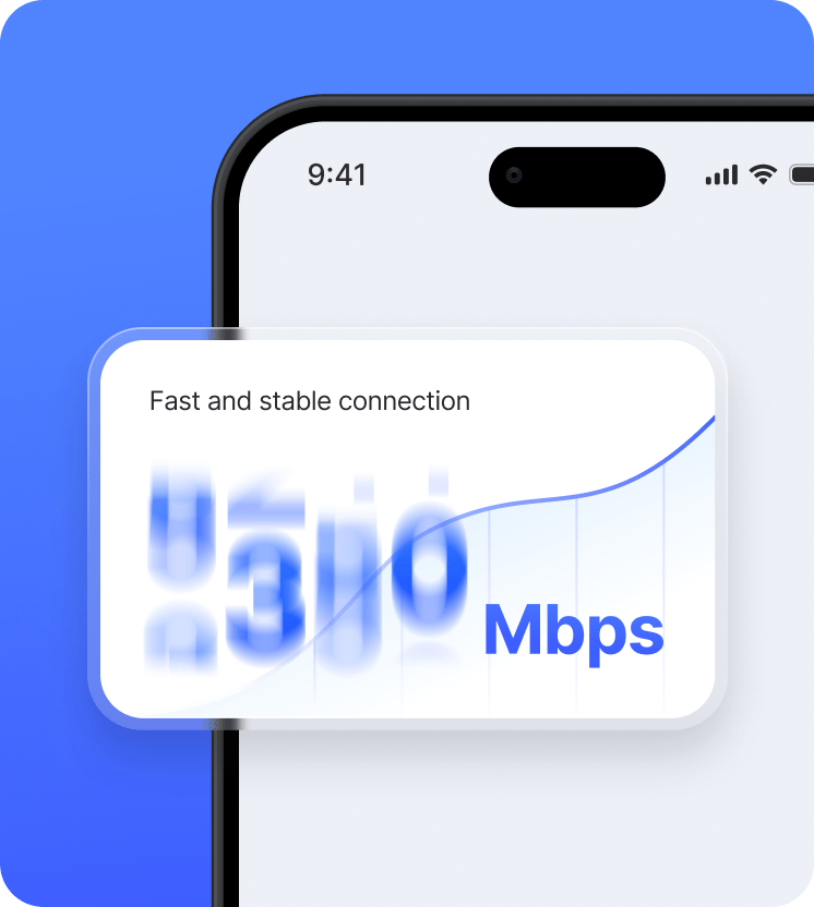 A phone screen showing how fast NordVPN’s connections are.