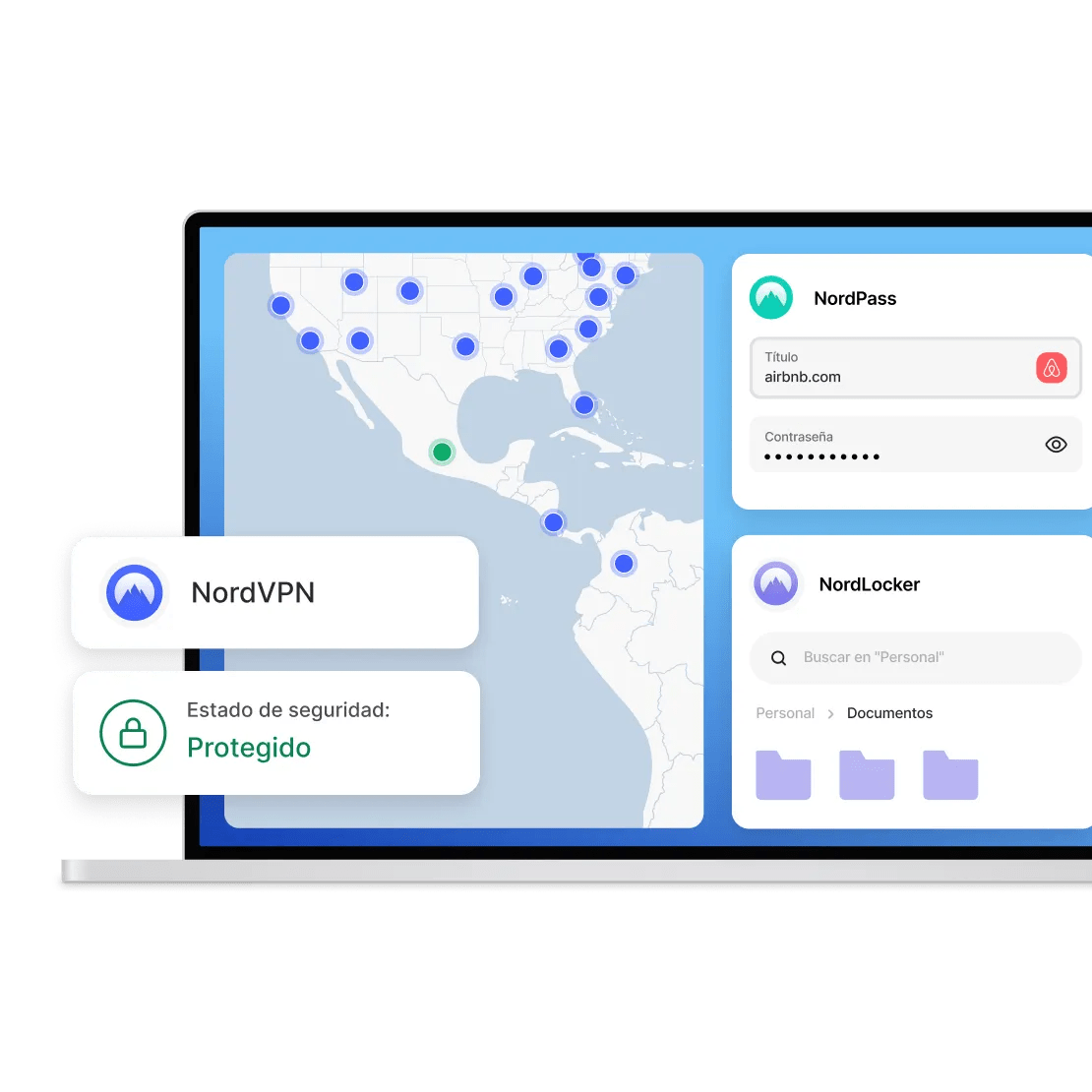 Protección de dispositivo digital con productos de Nord Security: NordVPN, NordPass, NordLocker