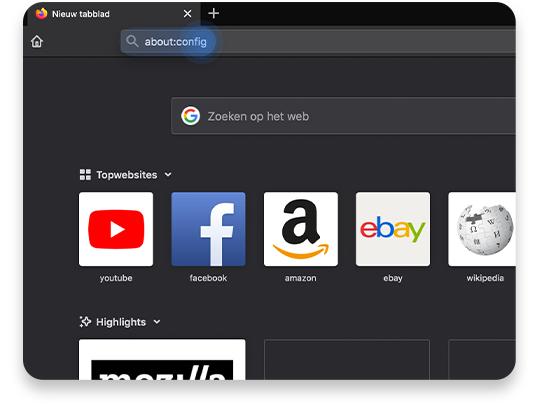Disable WebRTC in Firefox stap 1