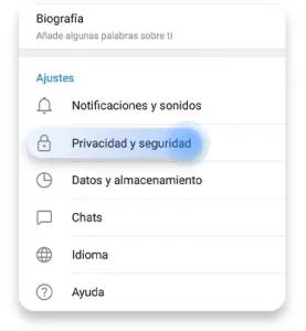 eliminar la cuenta de telegram: paso 2