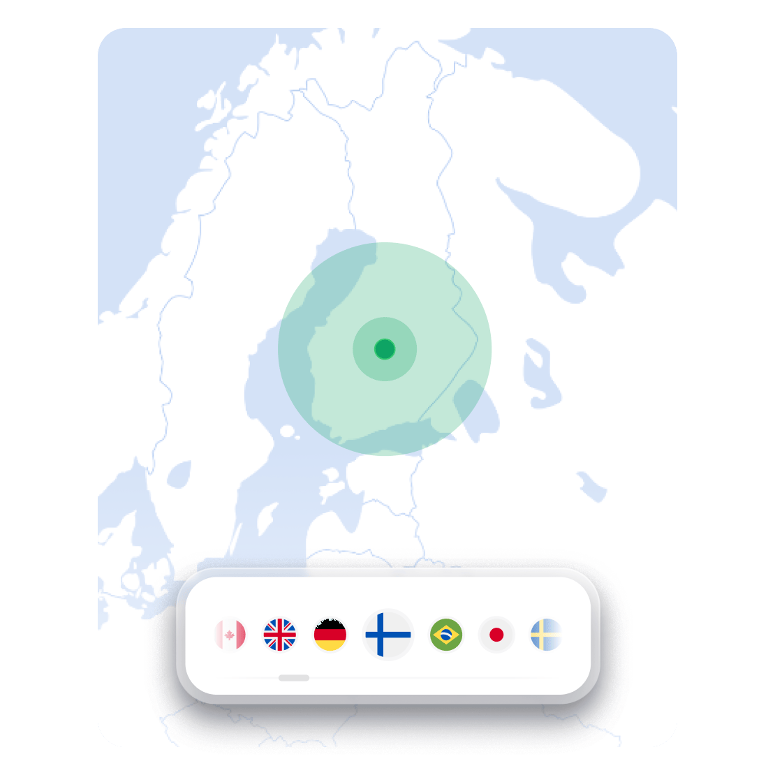 NordVPN:n kartta, joka näyttää palvelinten sijainnit virtuaalisen sijaintisi muuttamista varten.