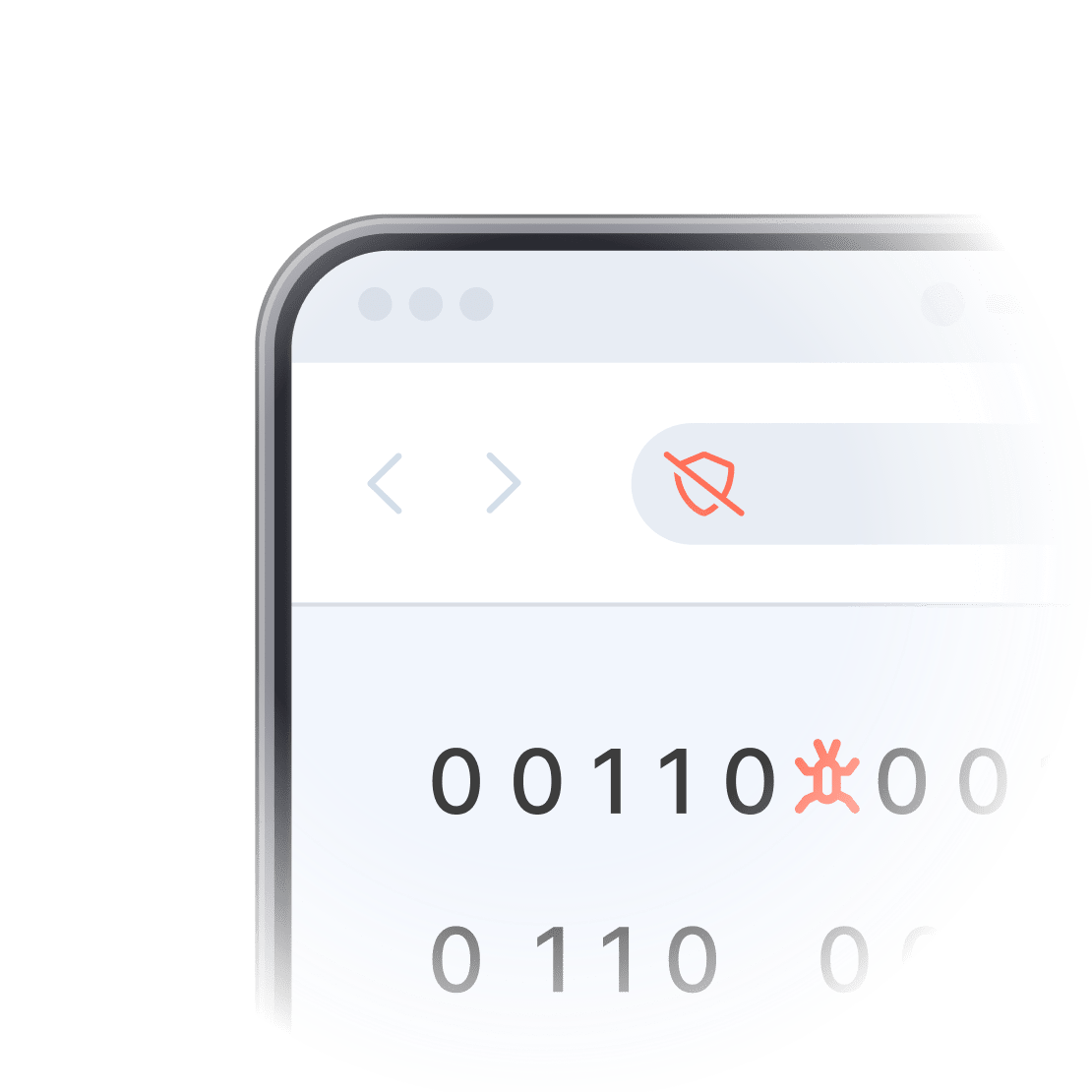 A fragment of a smartphone screen with a malicious code, suggesting malware infection.
