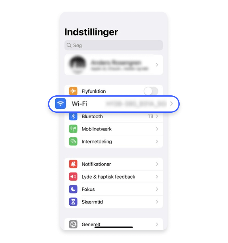 Gå til Indstillinger, klik på Wi-Fi. 