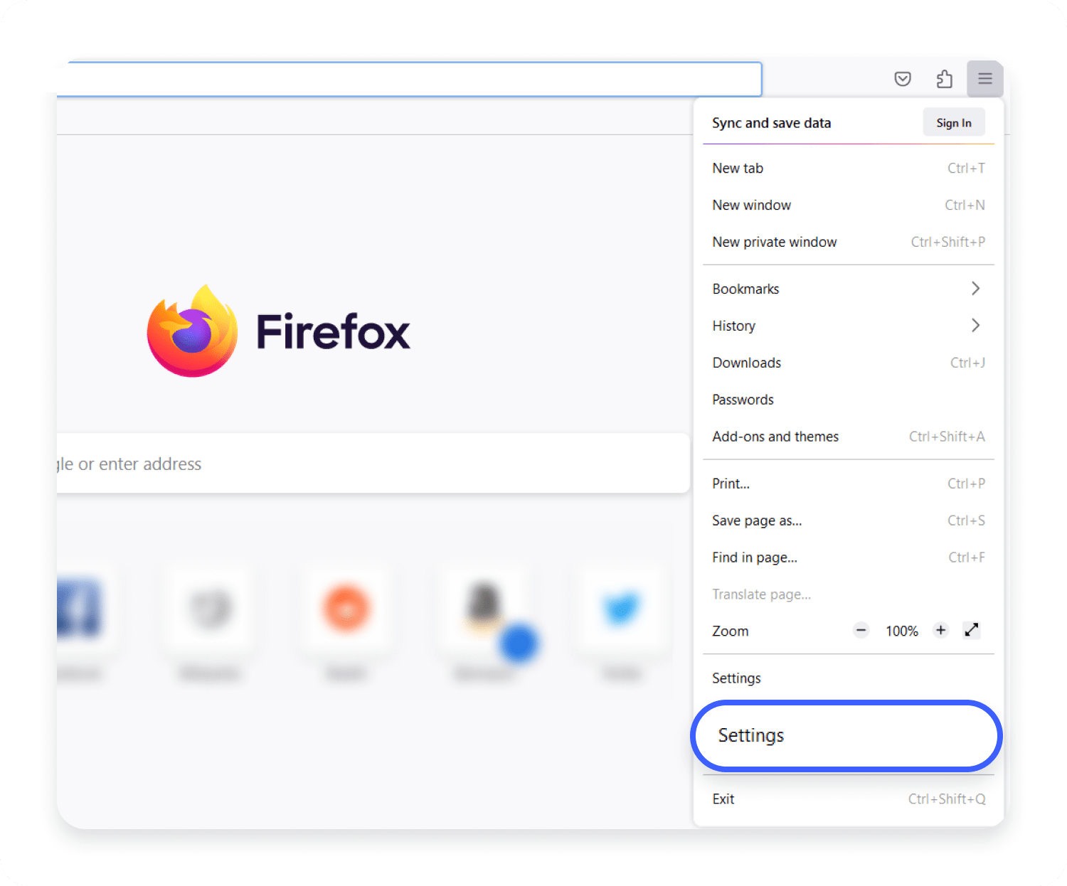 Firefox settings