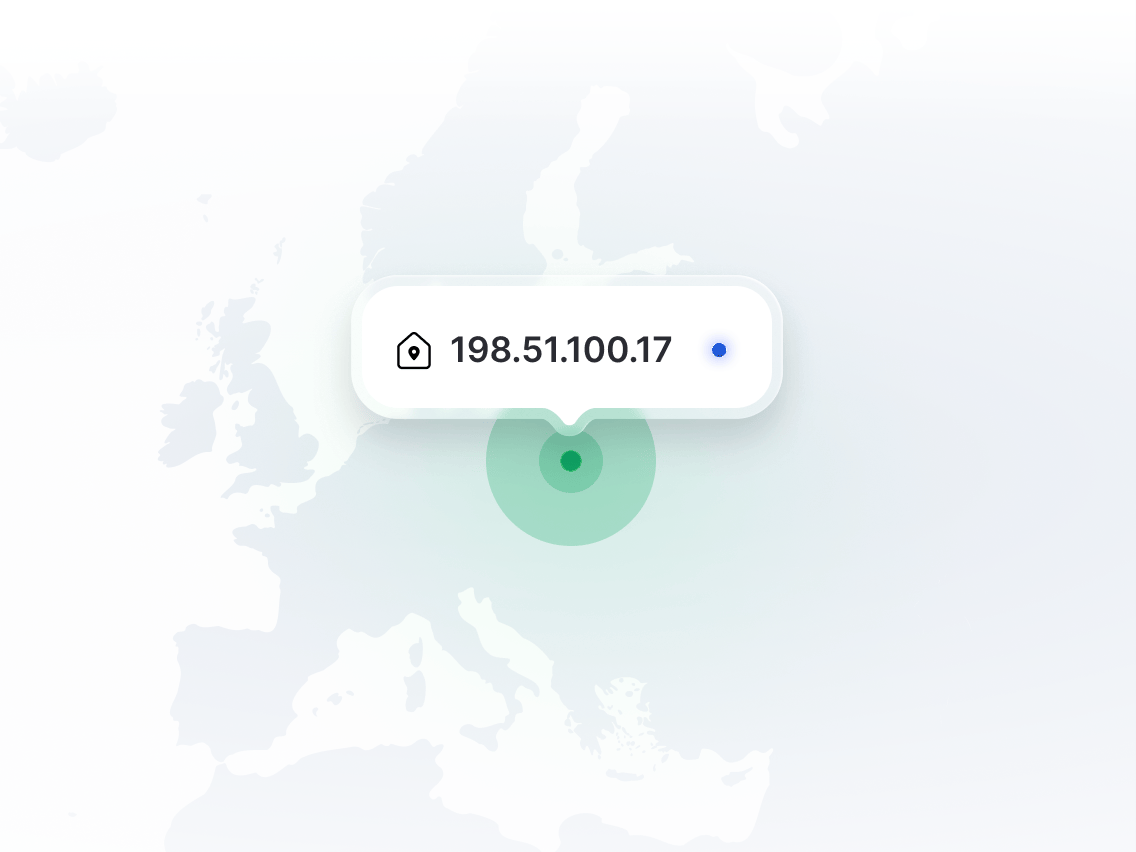Mapa pokazująca lokalizację dedykowanego IP.