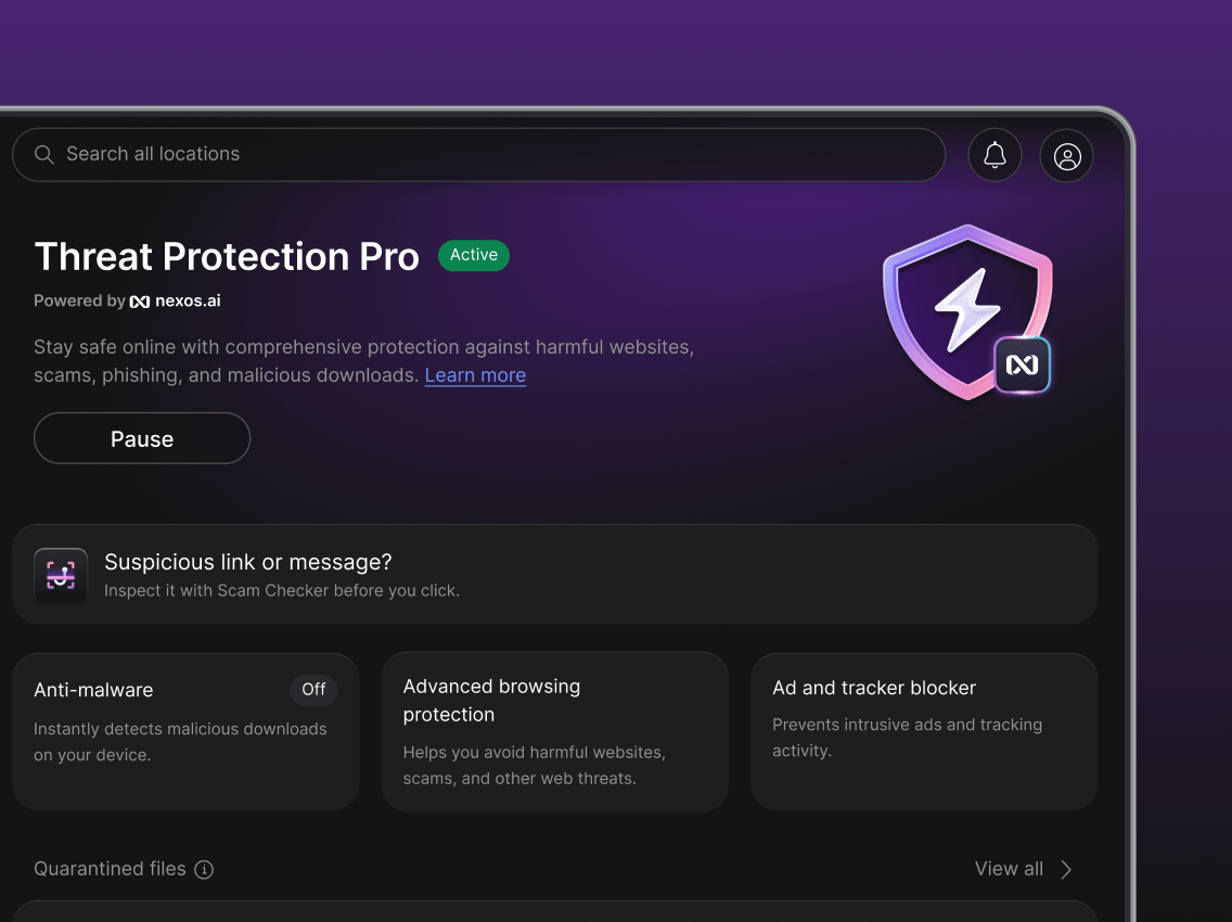 A laptop with NordVPN’s next-gen antivirus screen on.