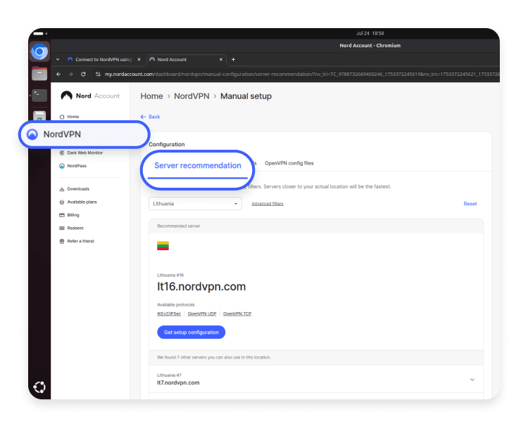Linux VPN setup step 7