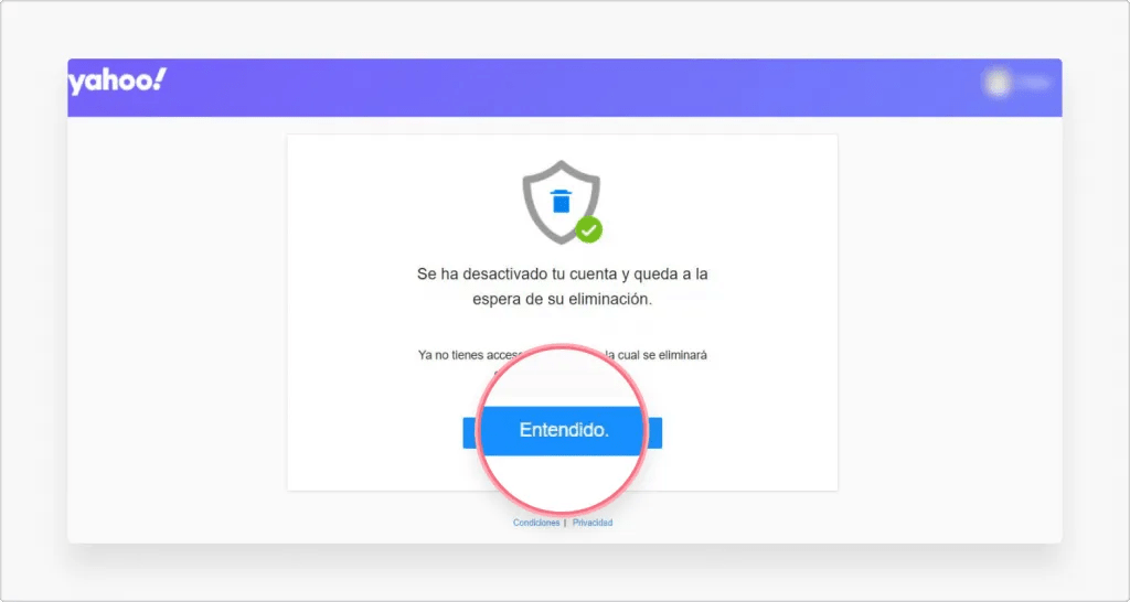 eliminar cuenta yahoo paso 3