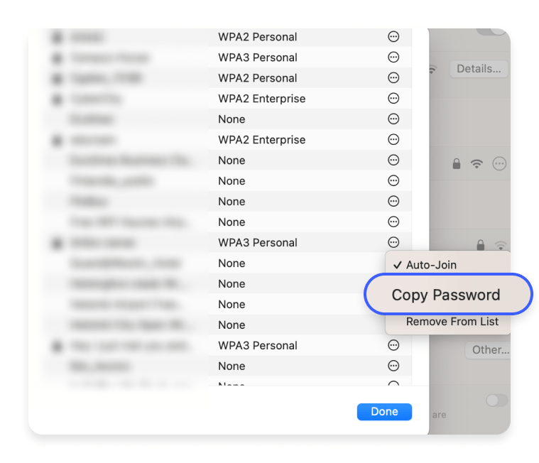 find network security key on macos: step 5 - copy password