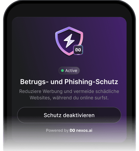 Eine aktive Betrugsschutzfunktion, die zusammen mit einem VPN Werbung und schädliche Webseiten im Internet blockiert.