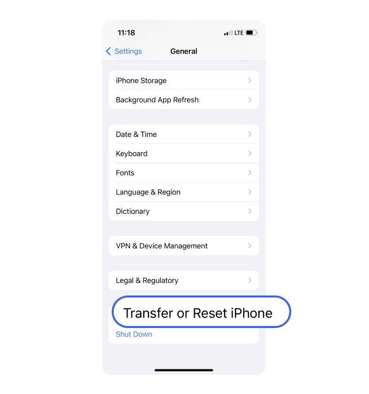 iphone transfer or reset