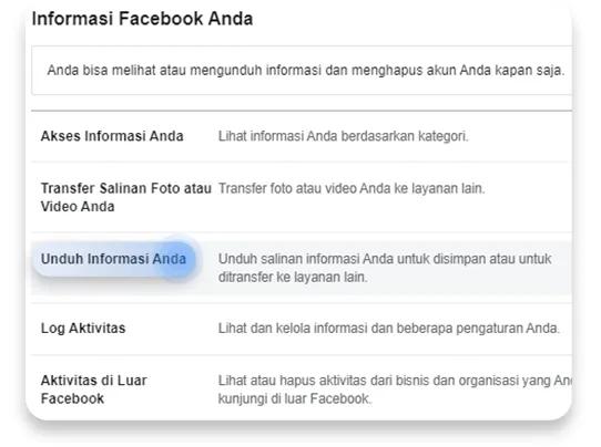 unduh data facebook: langkah 4