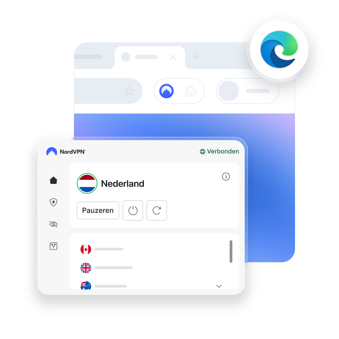 Een computerscherm toont een VPN op de Microsoft Edge-browser voor veiliger online surfen