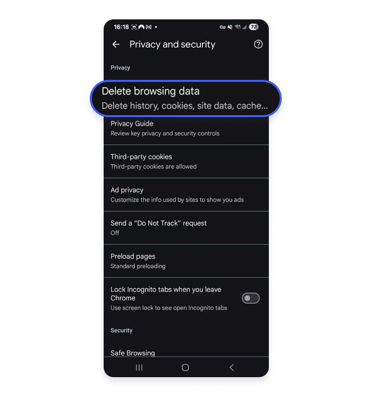 Chrome on Android step 3