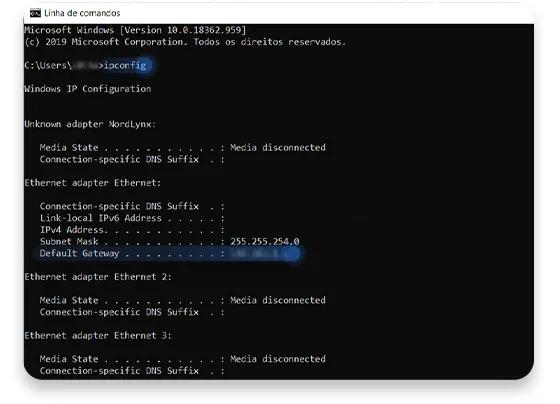 como saber o IP do router em windows (cmd): passo nº2