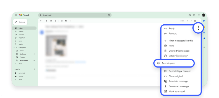 report spam on gmail