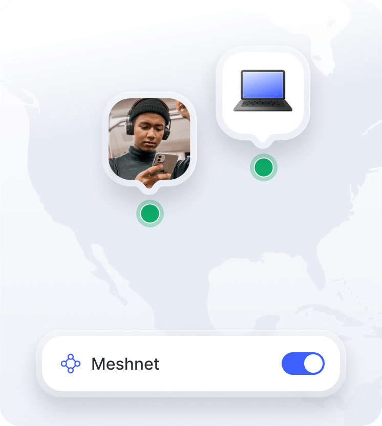A person using Meshnet to connect to their laptop remotely.