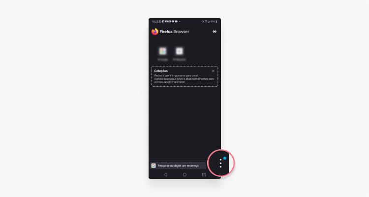 limpar cookies no Firefox do iOS: passo nº1
