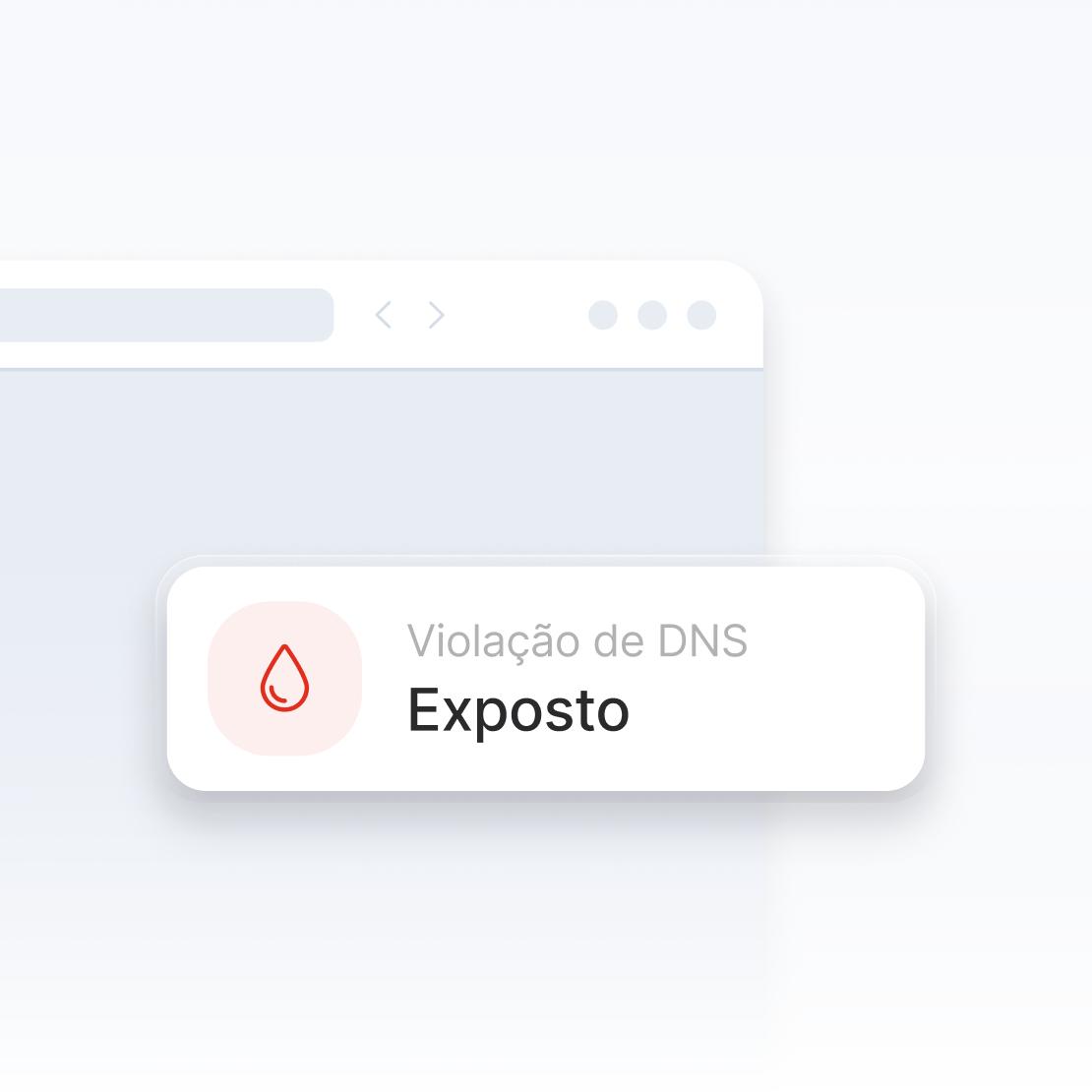 Um fragmento de uma janela de um navegador de Internet que avisa sobre uma fuga de DNS.